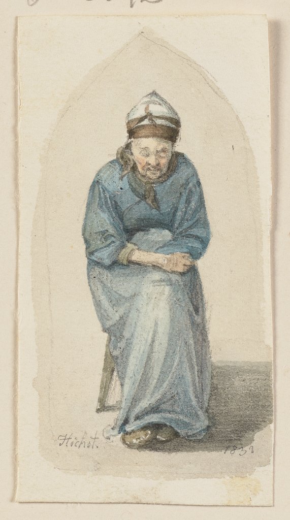 Sitzende alte Frau von vorne, Jakob Fürchtegott Dielmann