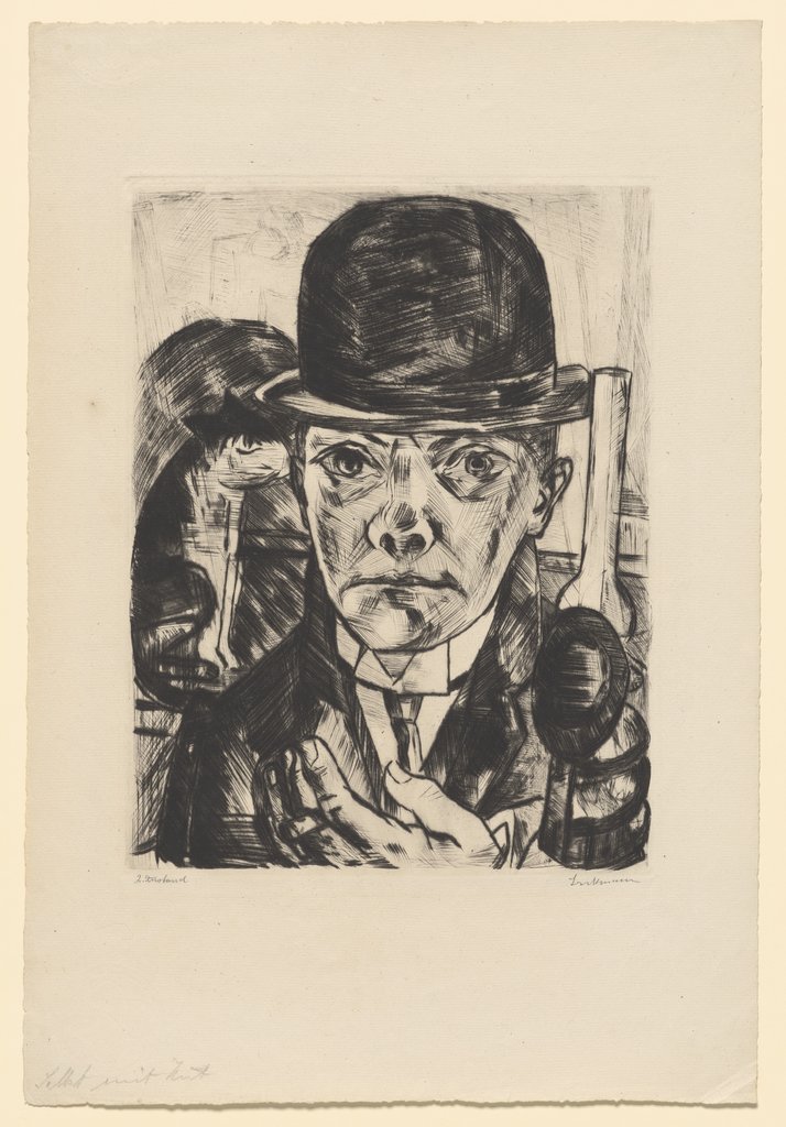 Selbstbildnis mit steifem Hut, Max Beckmann
