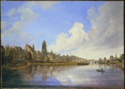 Ansicht der Stadt Frankfurt a. M. von Westen aus gesehen, mit der Brücke und den Quais