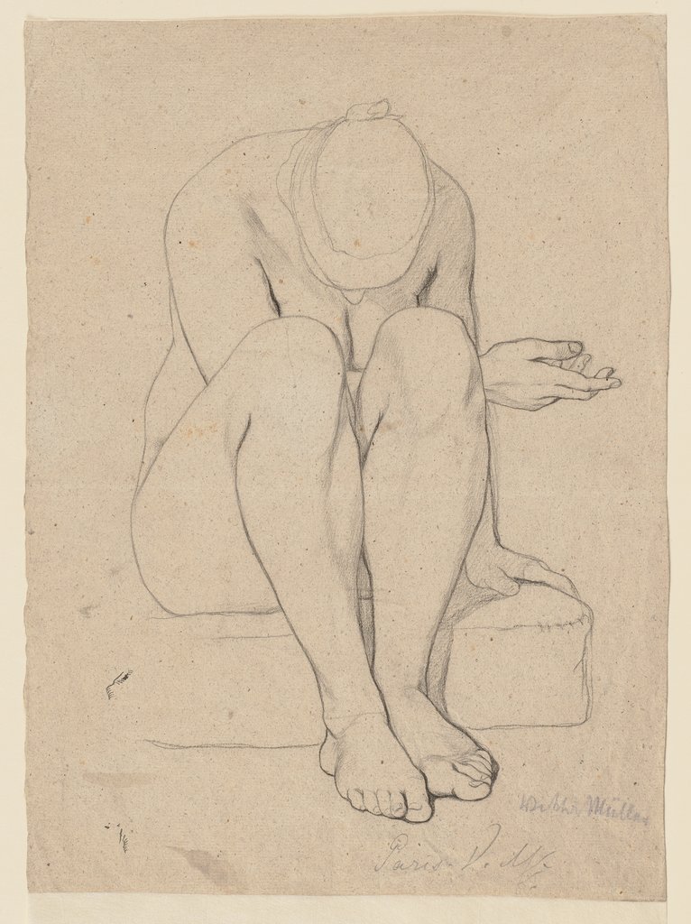 Sitting female nude, Victor Müller