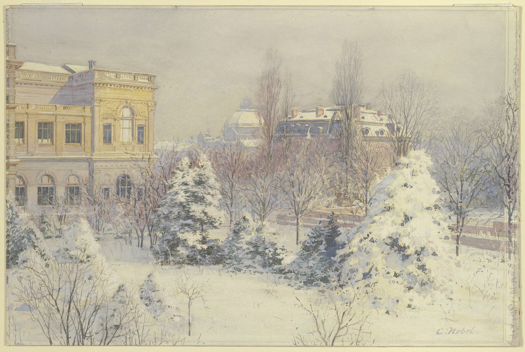 Blick von Süden auf das Städelsche Kunstinstitut im Winter, Carl Nebel