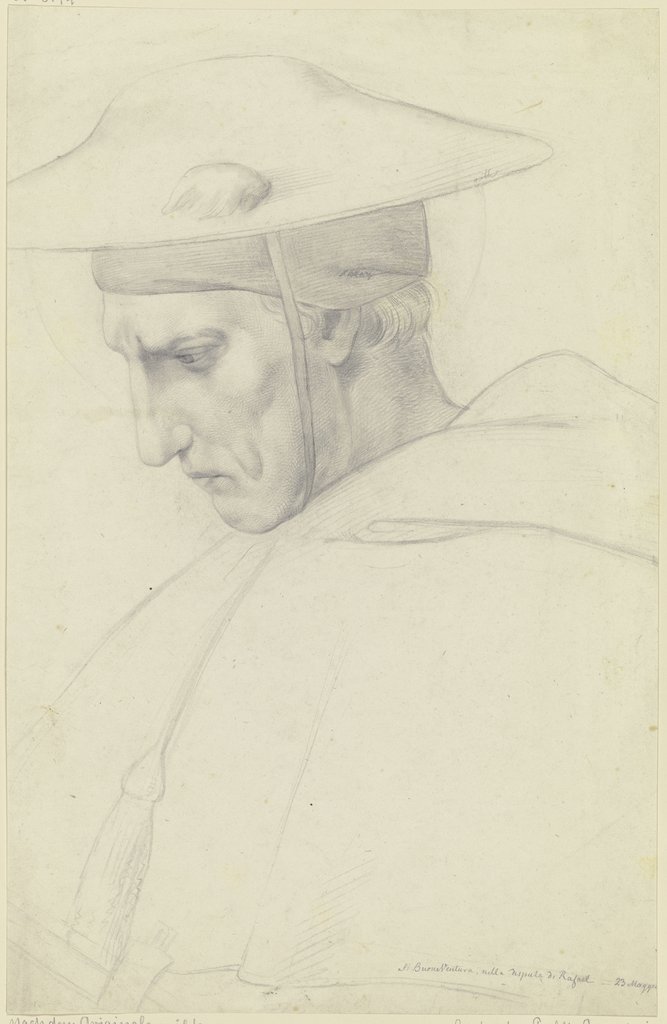 Der Heilige Bonaventura aus Raffaels Disputa, Moritz Daniel Oppenheim, after Raphael