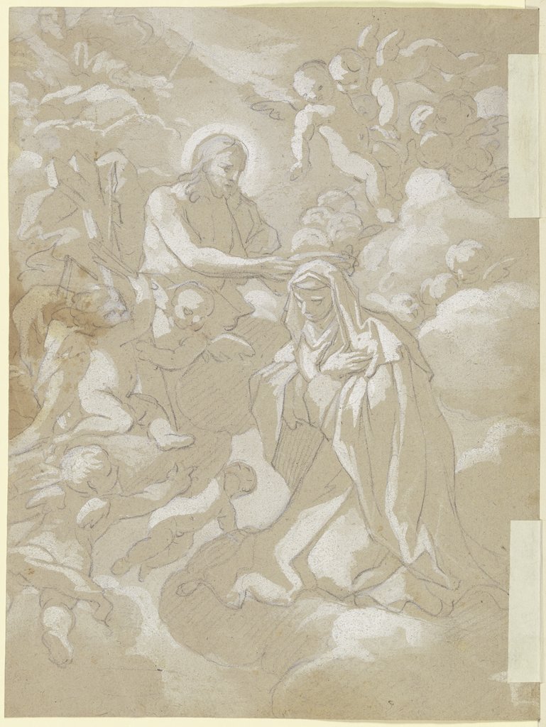 Christus auf Wolken krönt eine Heilige, Italienisch, 18. Jahrhundert