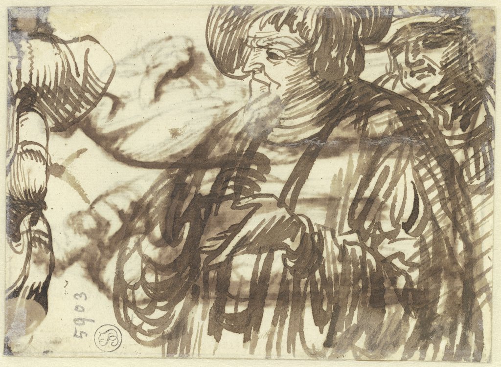 Three male half figures, Hendrik Goudt