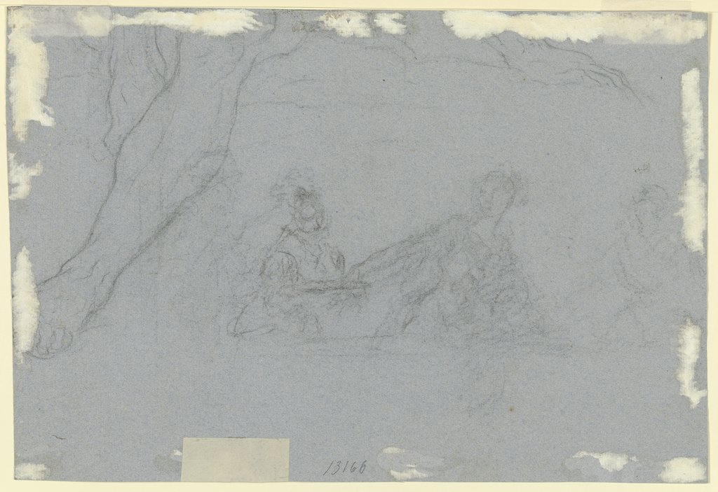 Zwei Frauenfiguren und das Fragment eines lagernden männlichen Aktes, Gaspare Diziani