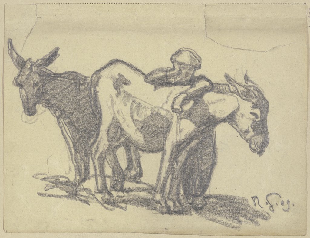 Boy with two donkeys, Rudolf Gudden