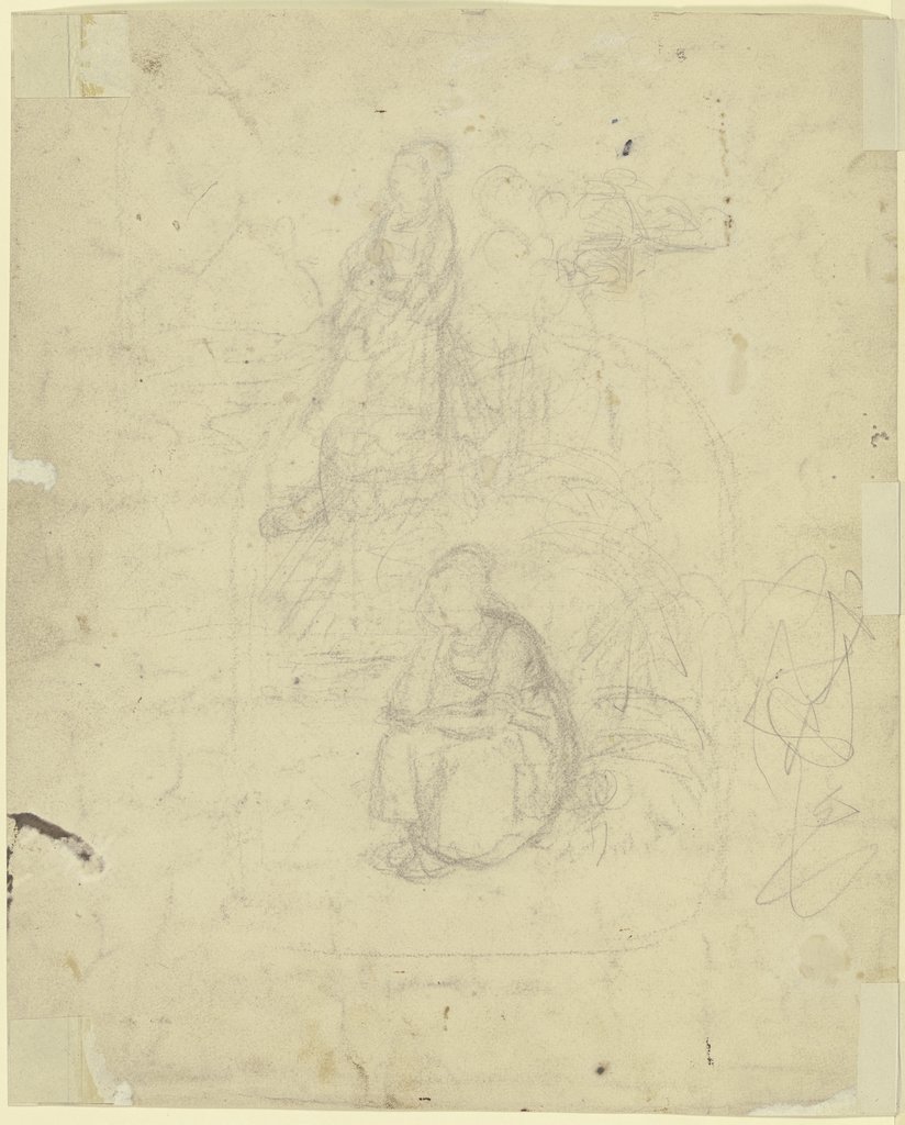 Eine sitzende und eine stehende Frau mit Kind, Jakob Fürchtegott Dielmann