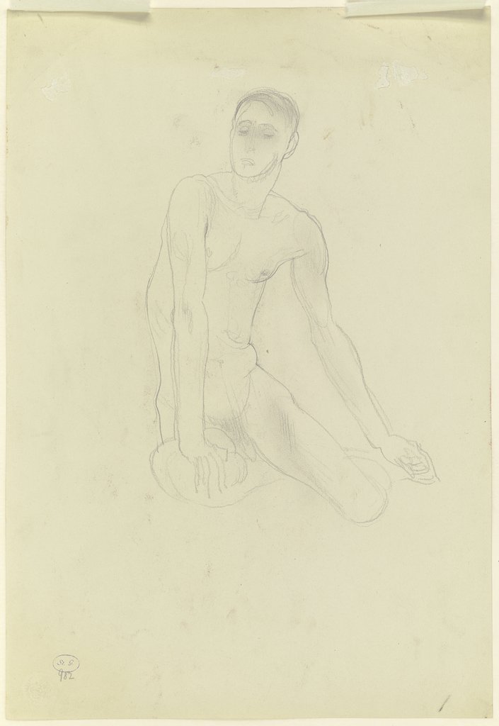 Sitting male nude, Richard Scheibe