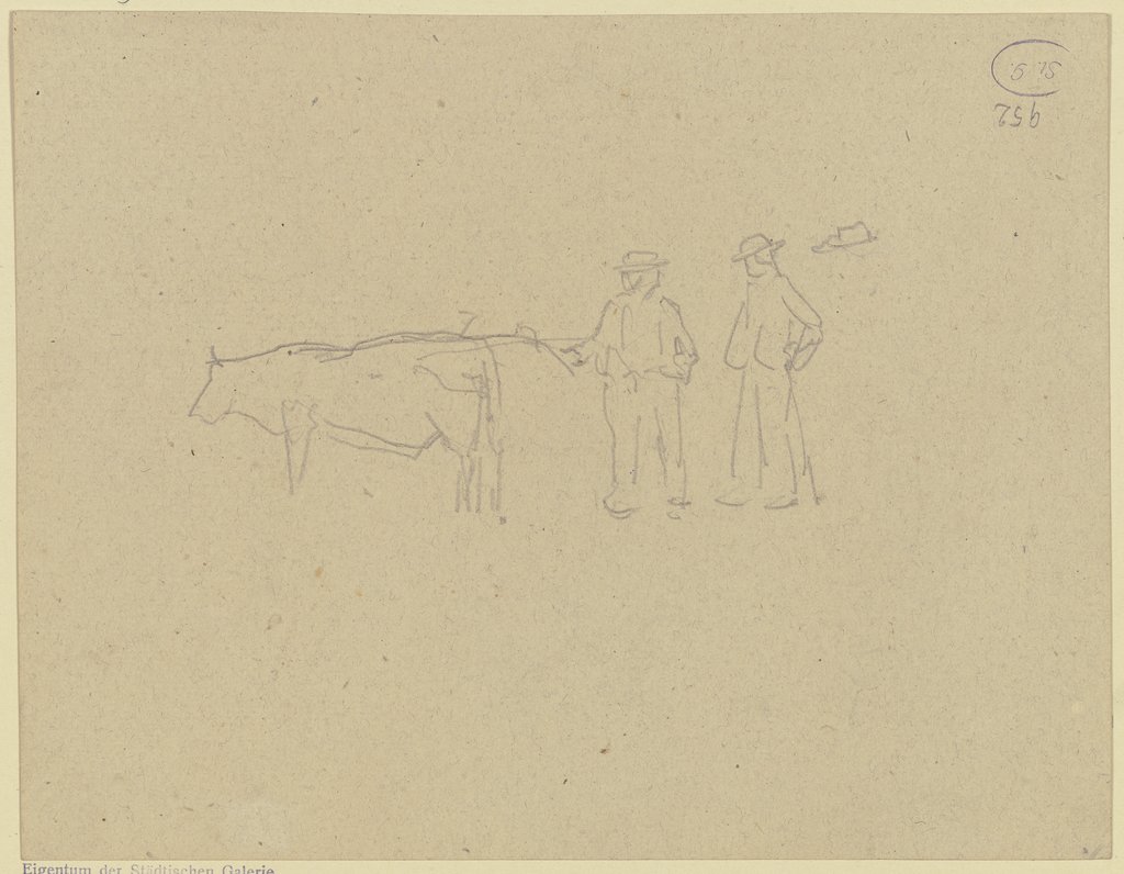 Two farmers with a cow, Jacob Happ