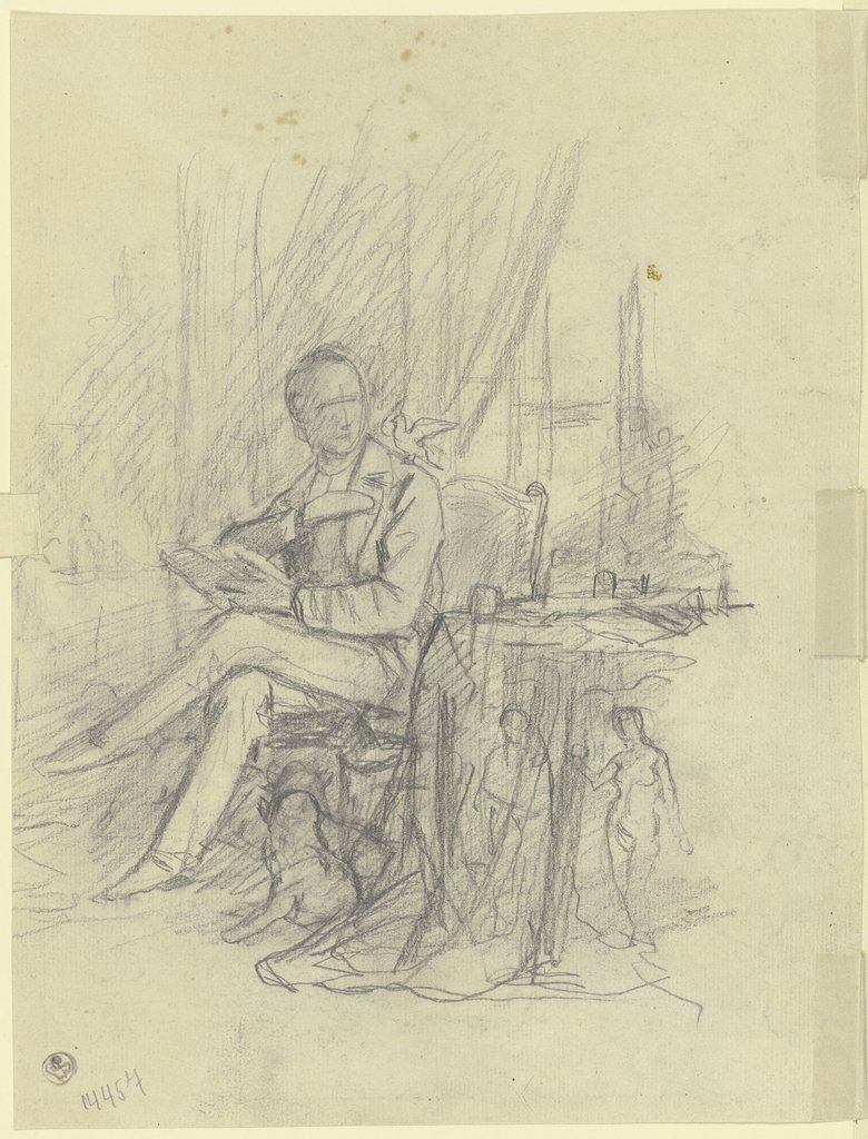 Sitzender Mann mit einem Vogel auf der Schulter, Jakob Becker