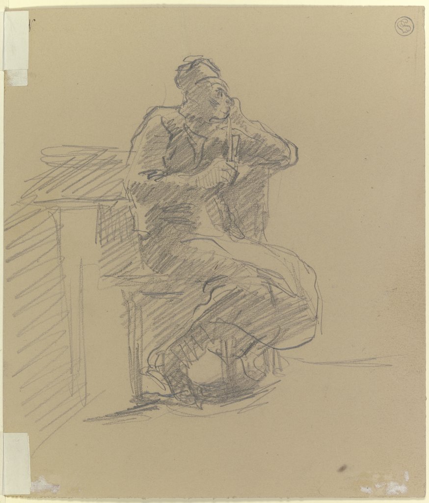 Sitzender Mann mit einer Pfeife, Anton Burger