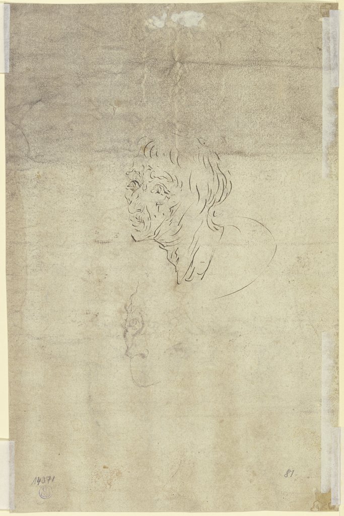 Zwei Skizzen des Kopfes eines alten Mannes, Jacques de Gheyn II;   ?