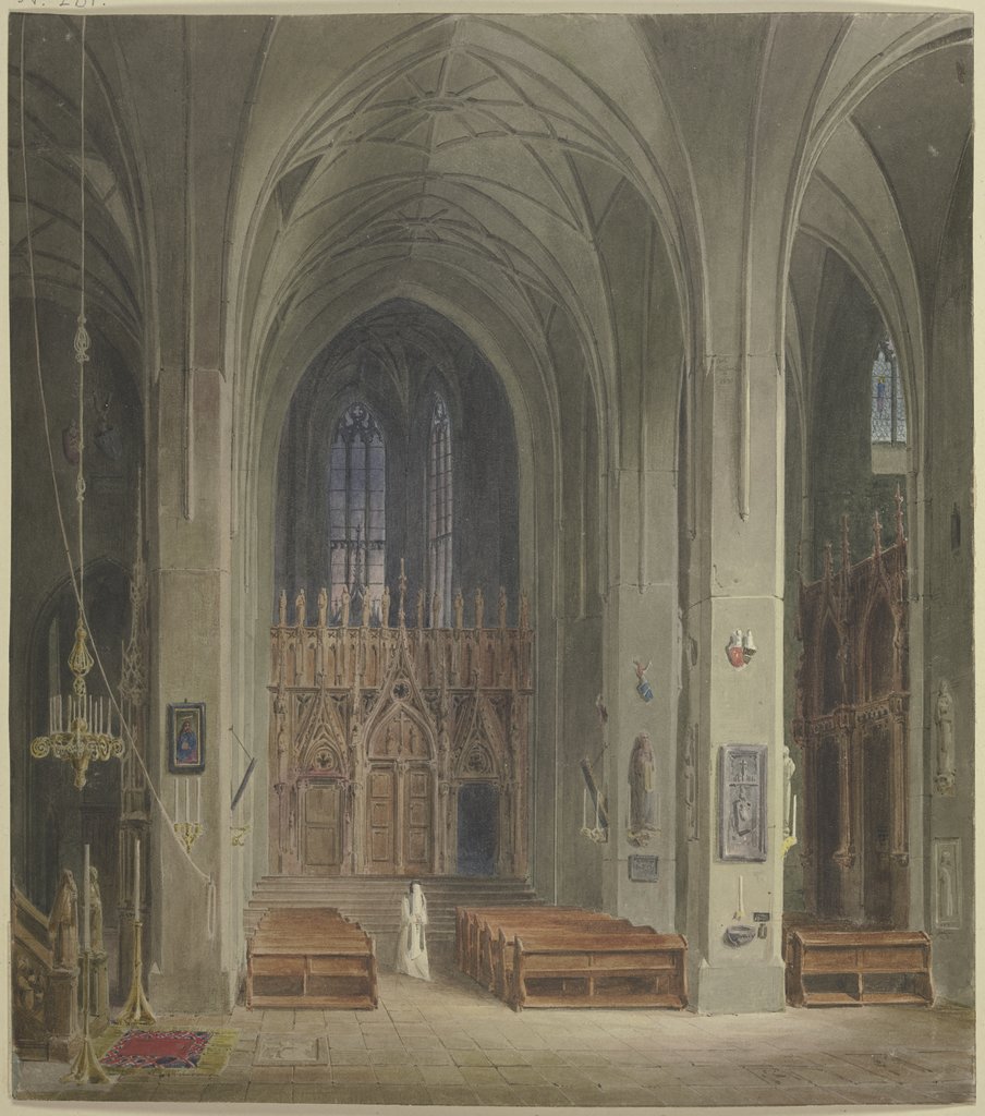Das Innere einer Kirche mit einer Nonne, Carl Theodor Reiffenstein