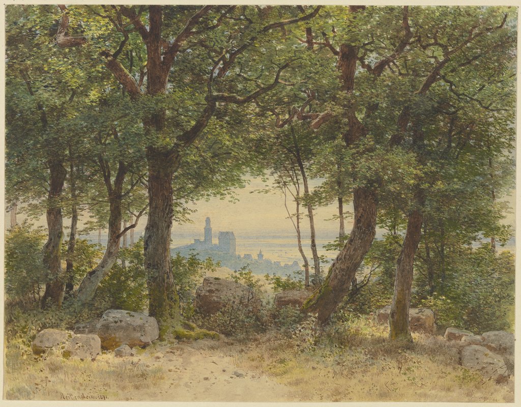 Ansicht von Kronberg mit weitem Blick in die Ferne vom Ausgang des Falkensteiner Waldes gesehen, Carl Theodor Reiffenstein