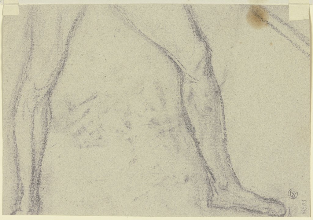 Beine eines einen Stab haltenden männlichen Aktes, Jakob Becker