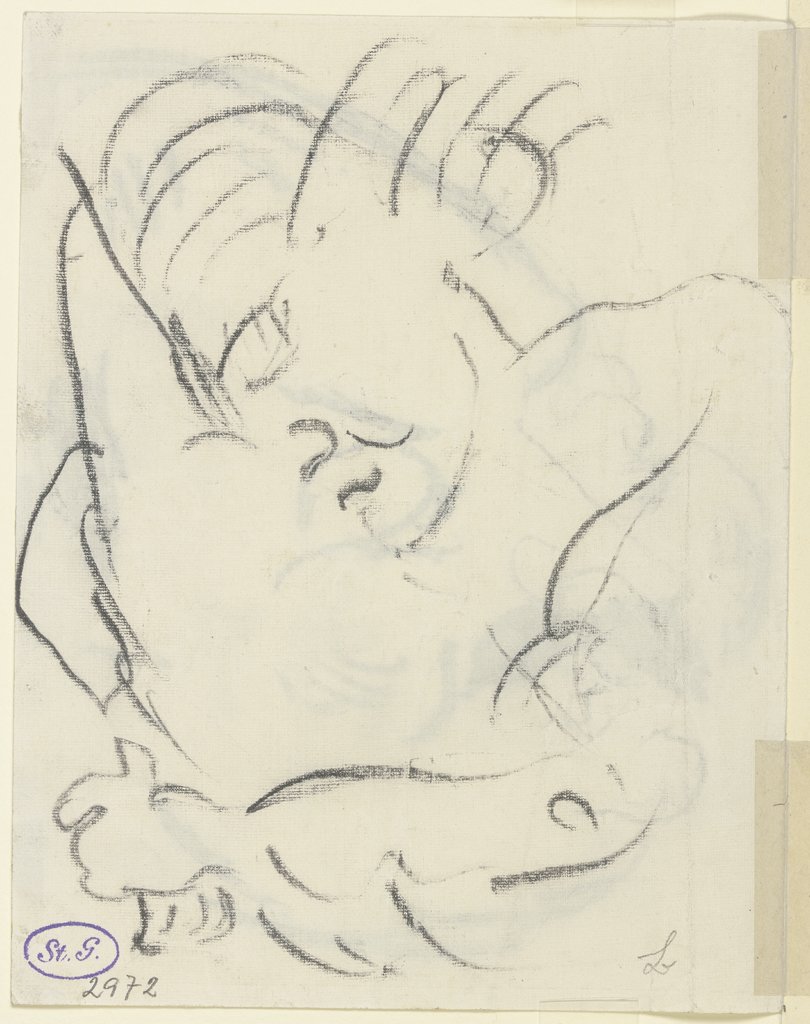 Skizze Fridel Battenbergs auf einem Kopfkissen ruhend, Max Beckmann