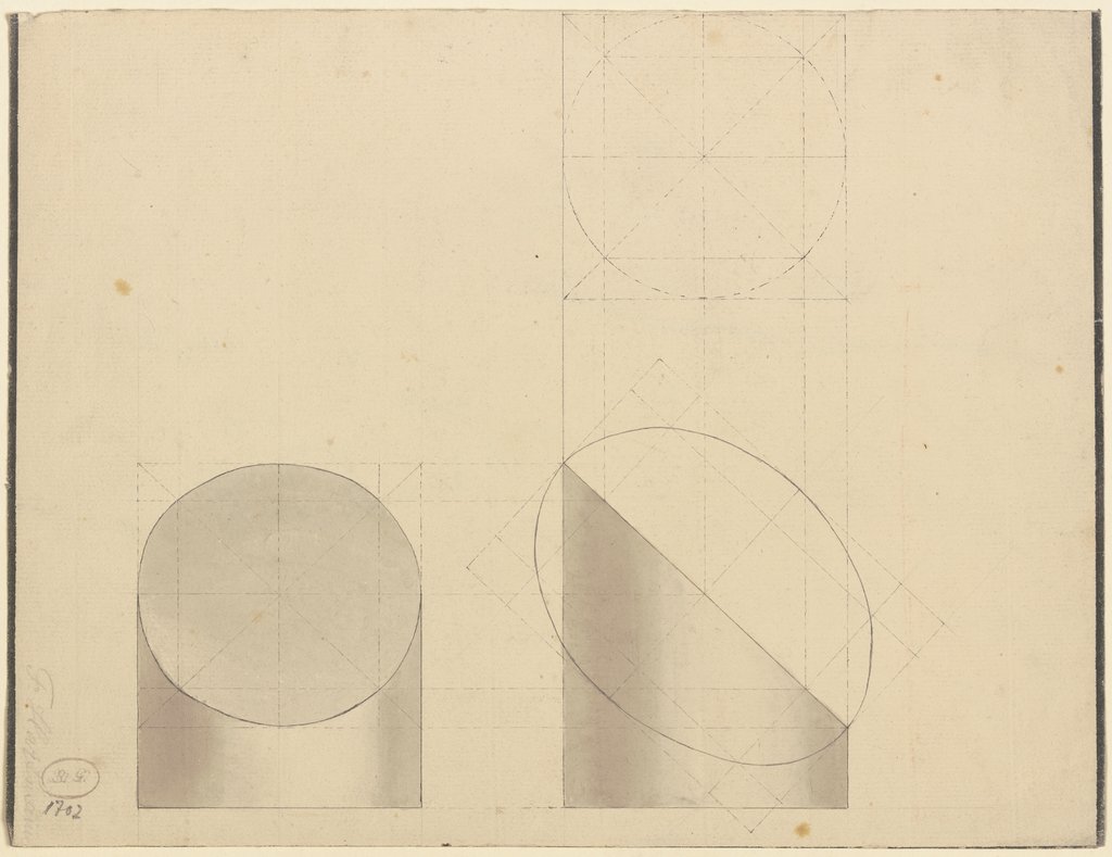 Geometrische Formen (schräg angeschnittene Zylinder?), Victor Müller