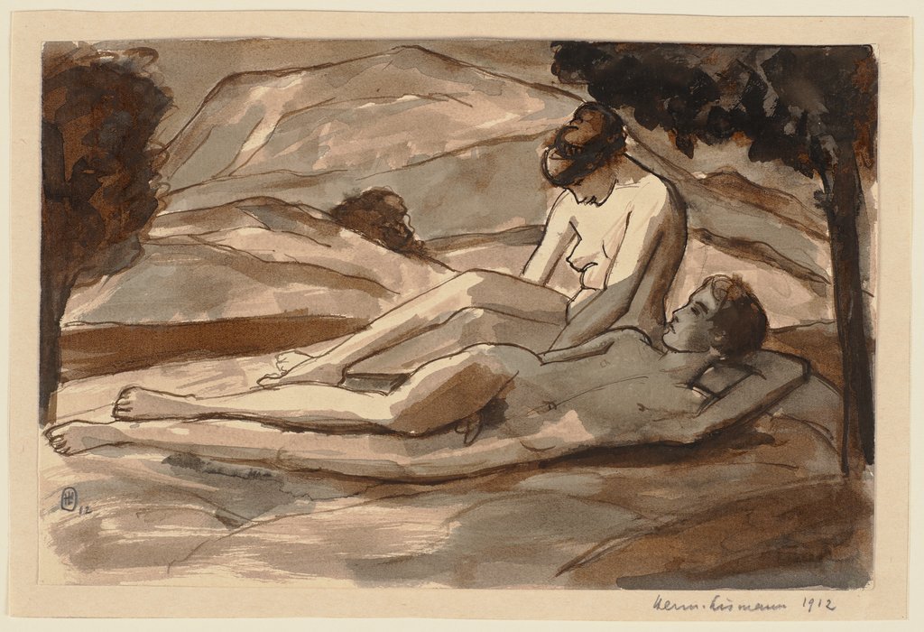 Nacktes Paar in einer Landschaft, Hermann Lismann