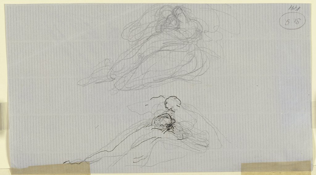 Zwei Liebespaare (oben Francesca und Paolo, gemeinsam im zweiten Höllenkreis schwebend?), Victor Müller