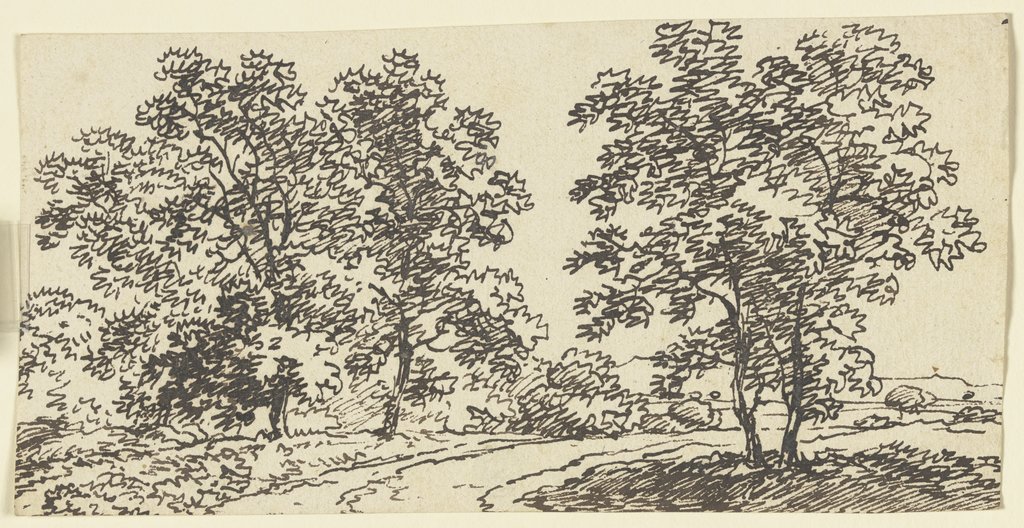 Ein Weg, von zwei Baumpaaren gesäumt, Franz Innocenz Josef Kobell