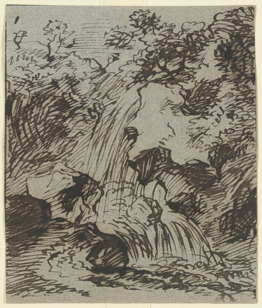A waterfall, Franz Innocenz Josef Kobell