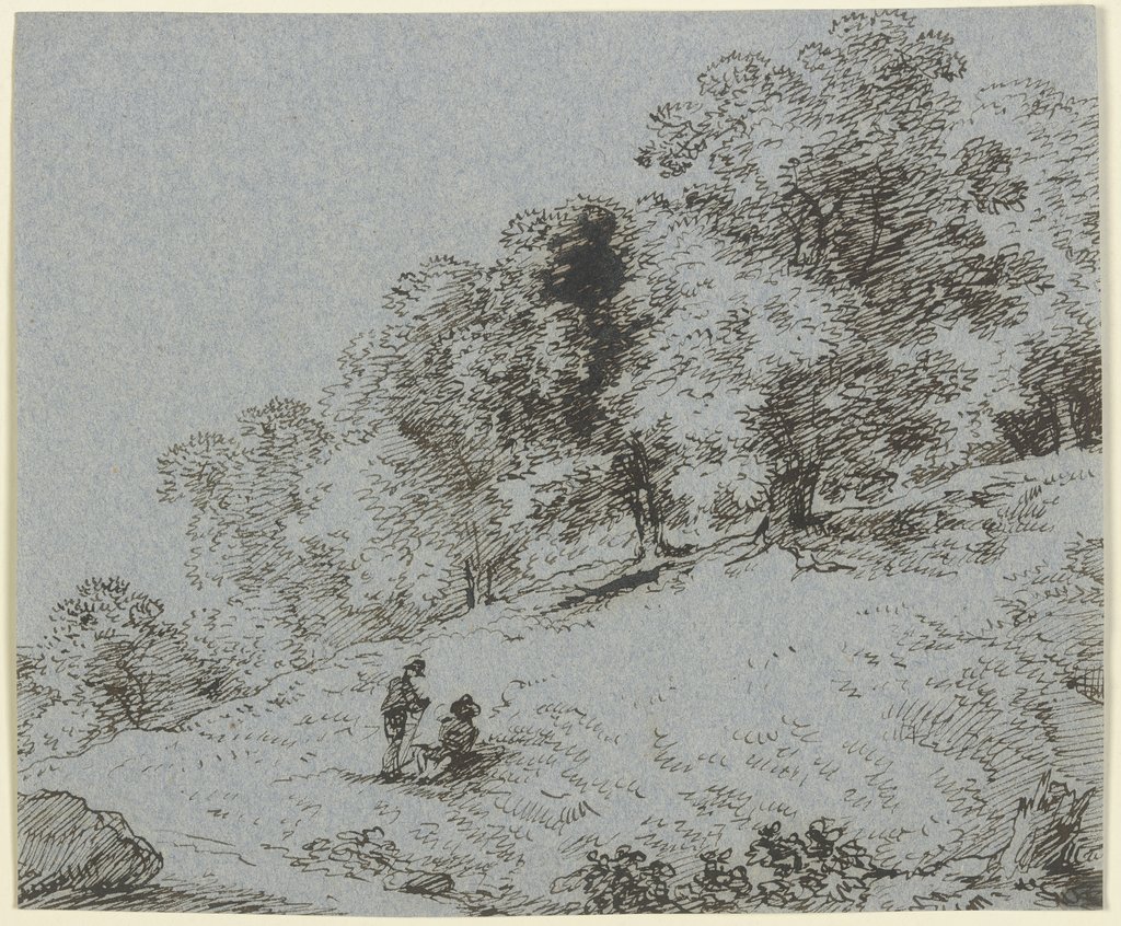 Zwei Rastende an einem grasbewachsenen Hügel, Franz Innocenz Josef Kobell