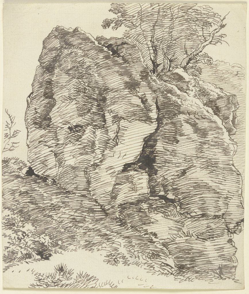 Felsbrocken an einem grasbewachsenen Hang, Franz Innocenz Josef Kobell
