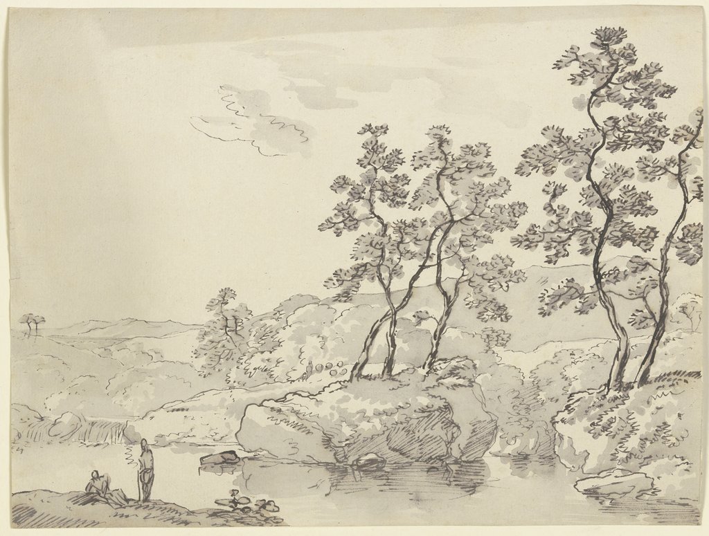 Uferlandschaft mit jungen Bäumen, Franz Innocenz Josef Kobell