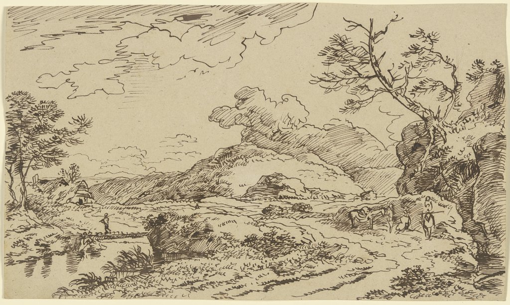 Landschaft mit Reisenden und aufziehenden Wolken, Franz Innocenz Josef Kobell