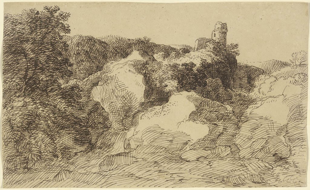 Felsige Landschaft mit Burgruine, Franz Innocenz Josef Kobell