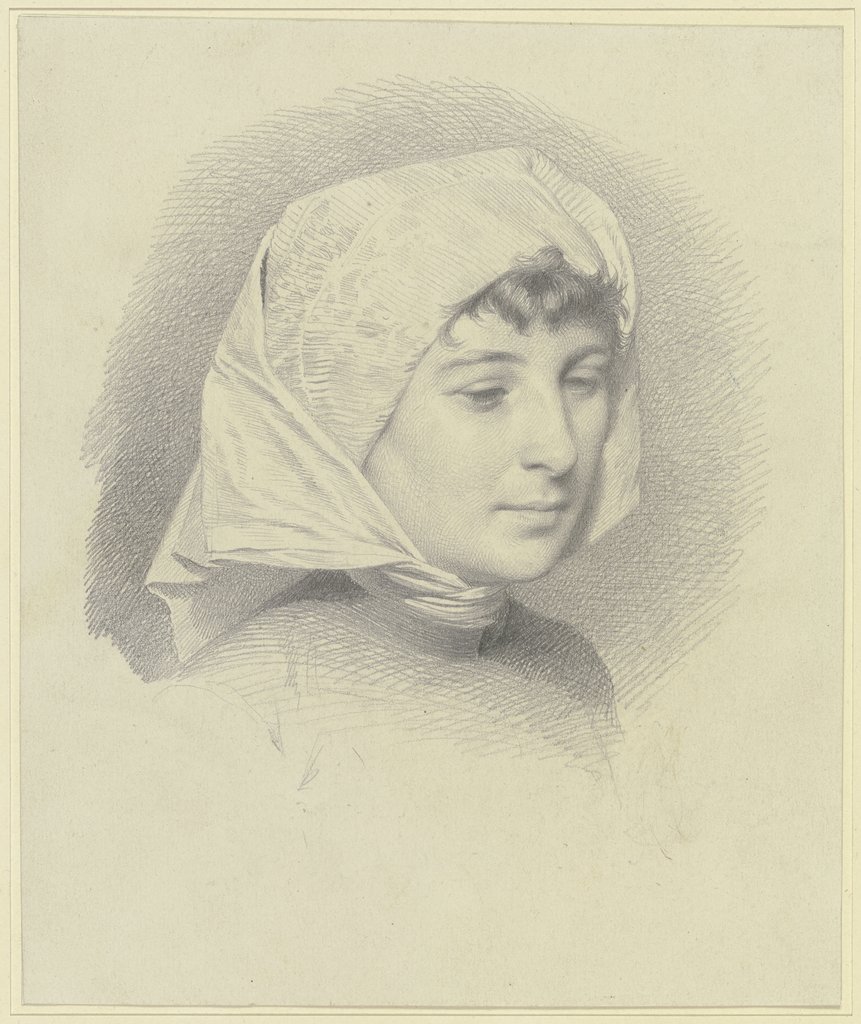 Kopf einer jungen Frau mit Tuch, Eugen Klimsch