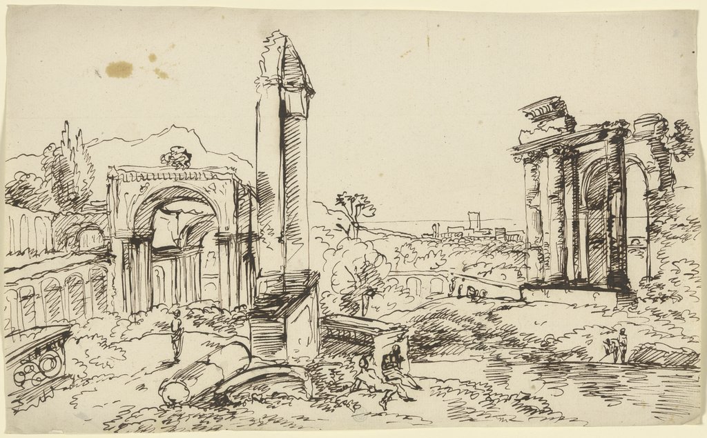 Antike Ruinen vor einer Landschaft, Franz Innocenz Josef Kobell