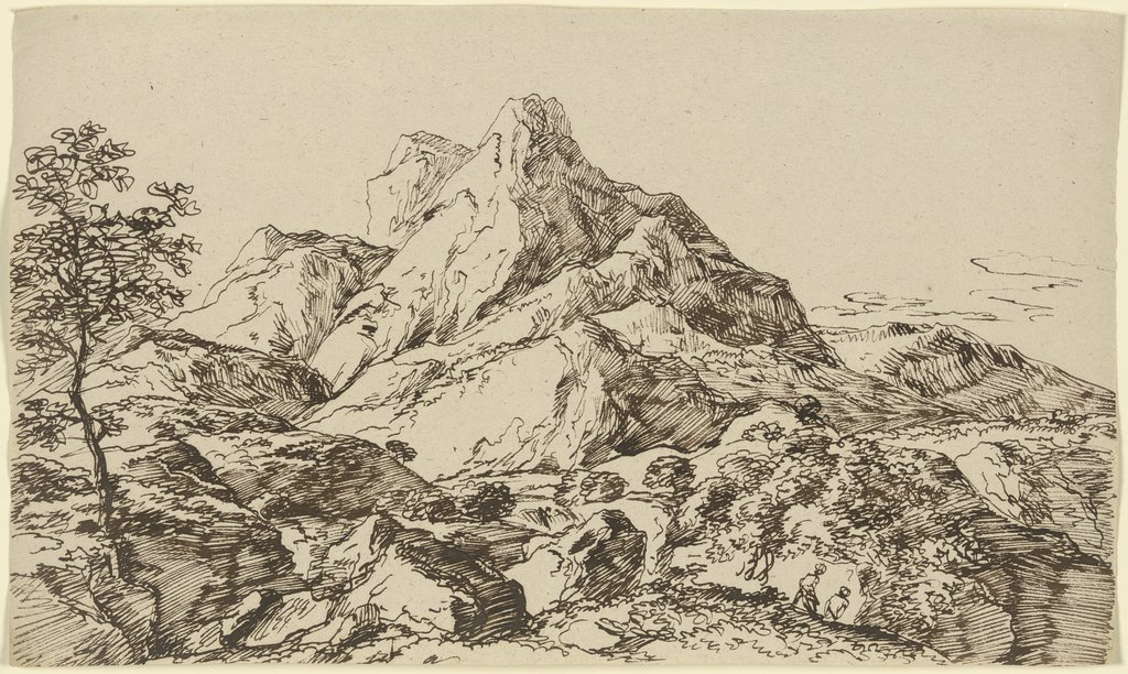 Gebirge mit zwei Wanderern, Franz Innocenz Josef Kobell