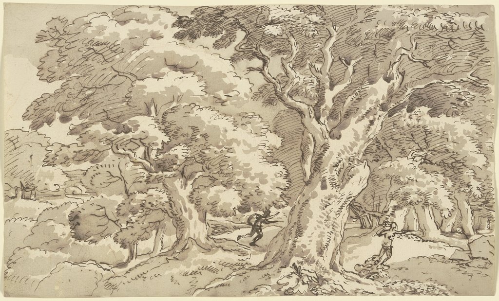 Apoll verfolgt Daphne durch einen alten Wald, Franz Innocenz Josef Kobell