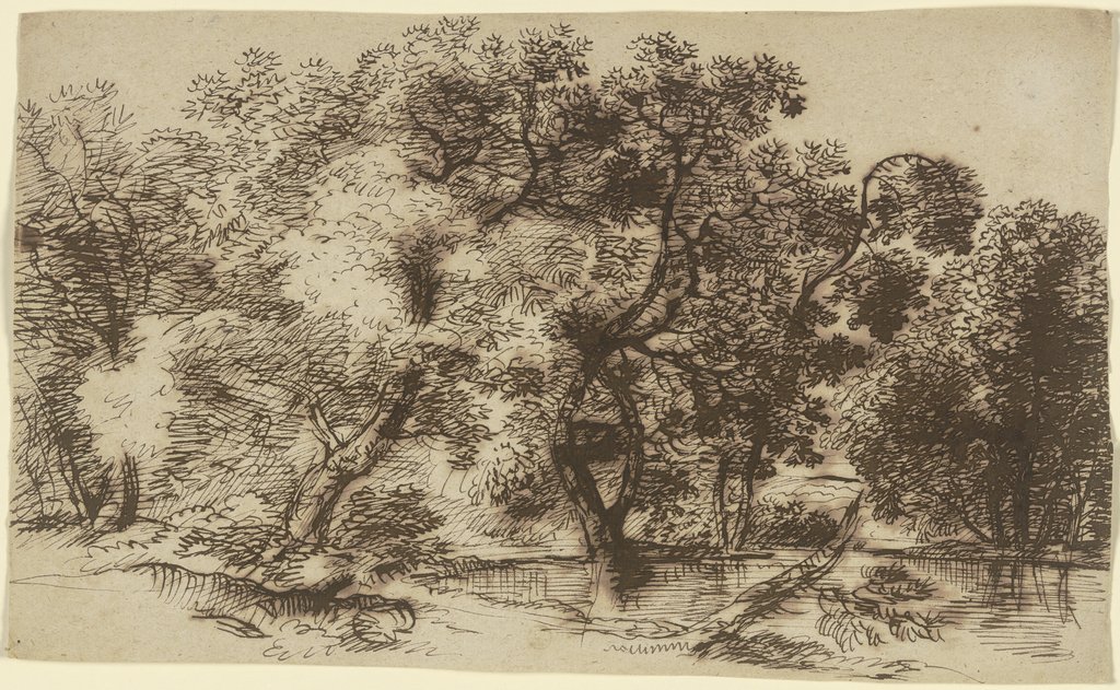 Bäume und Sträucher an einem Gewässer, Franz Innocenz Josef Kobell