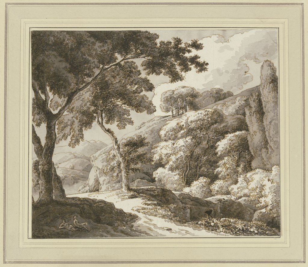 Landschaft mit zwei rastenden Wanderern, Franz Innocenz Josef Kobell