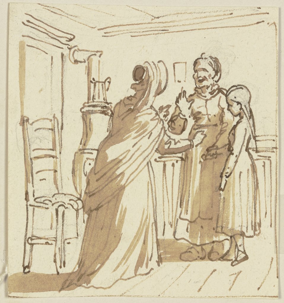 Zwei Frauen und ein Kind in einem Zimmer, Eugen Klimsch