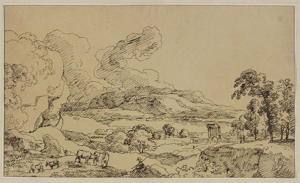 Landschaft mit weidendem Vieh und wolkigem Himmel, Franz Innocenz Josef Kobell