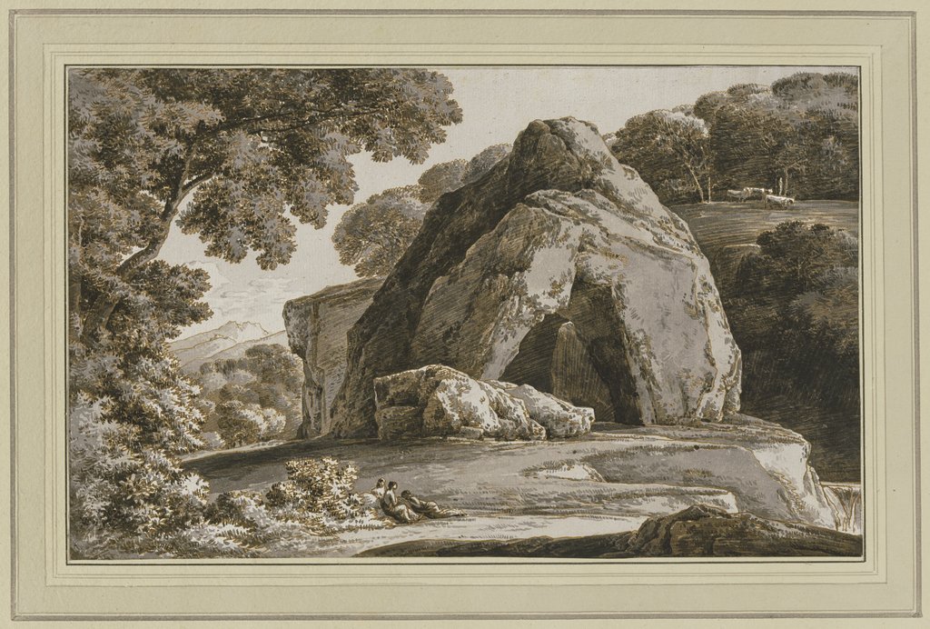 Landschaft mit Felsentor an einem Wasserfall, Franz Innocenz Josef Kobell