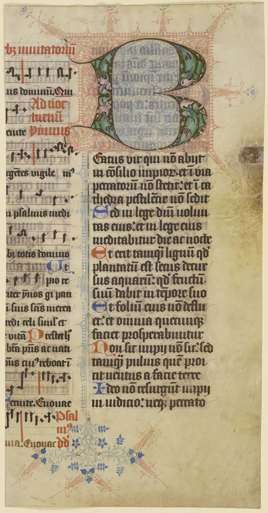 Initiale B (verso Textfragment), Rheinisch, 13. Jahrhundert;   ?