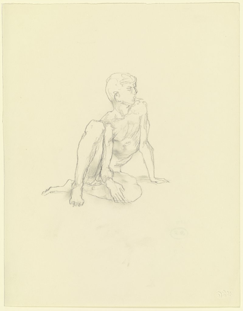 Nude of a sitting boy, Wilhelm Rietschel