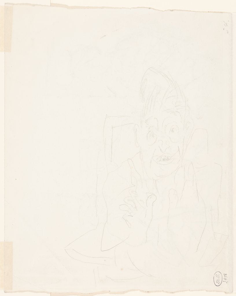 Man with a grimacing face and raised hands, Max Beckmann