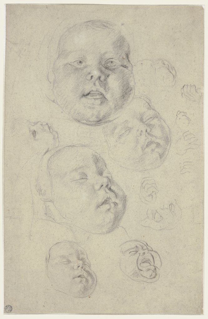 Studienblatt: Kopf und Hände eines Kleinkindes, Cornelis de Vos