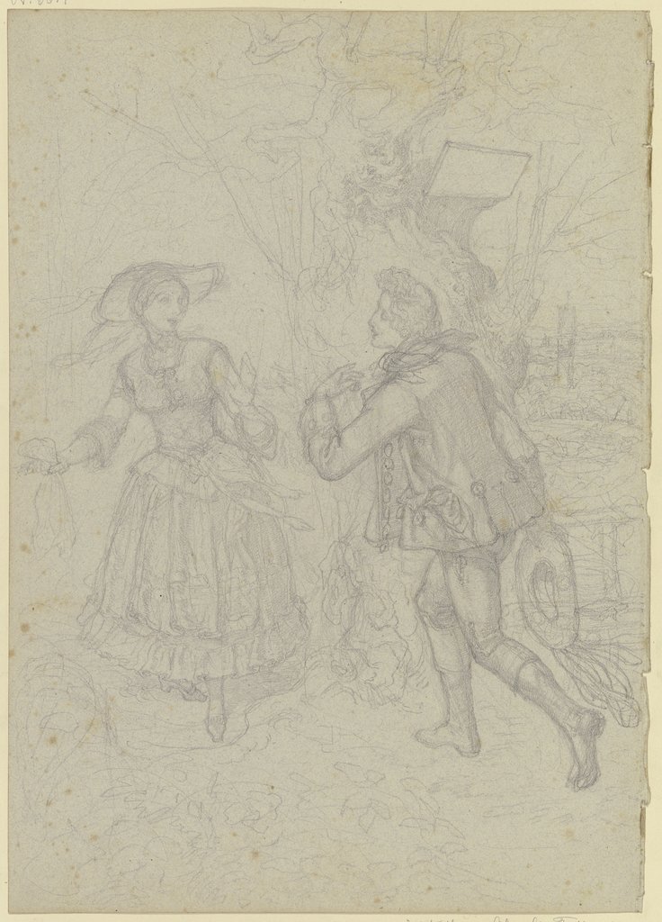 Ein junger Mann einem Fräulein begegnend (Goethe und Friederike Brion), Ferdinand Fellner