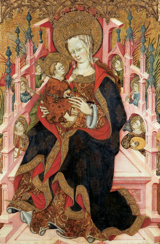 Thronende Madonna mit Kind und musizierenden Engeln, Burnham-Meister