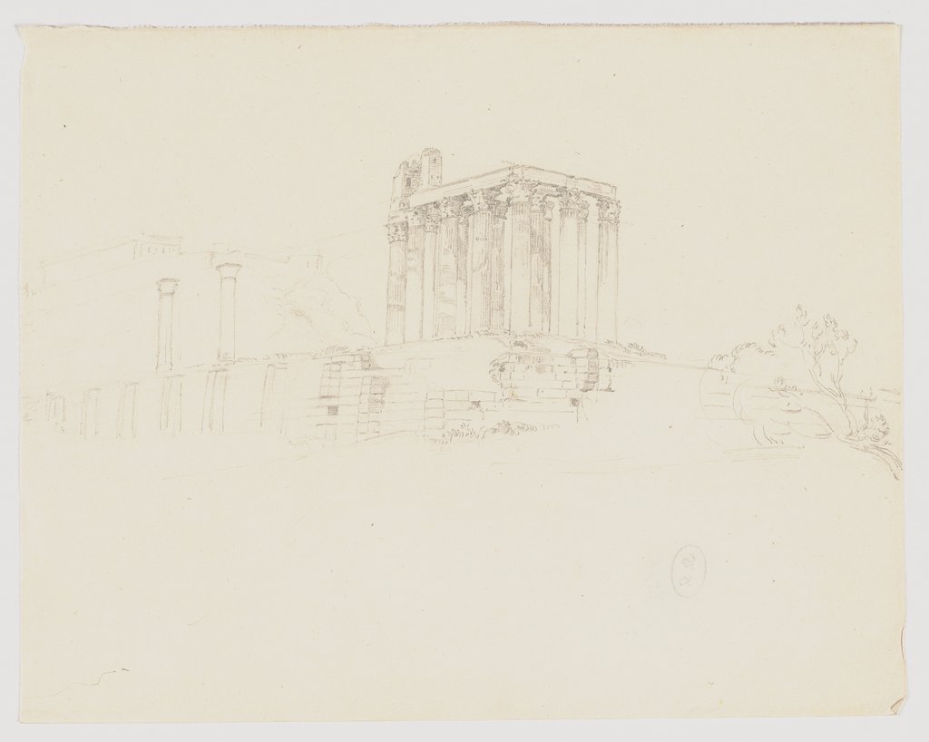 Blick auf das Olympieion in Athen, Ludwig Metz