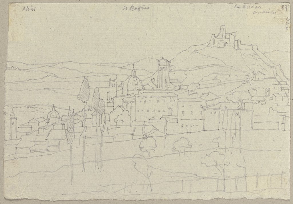 Assisi mit der Domkirche San Rufino Vescovo und der Festung, Johann Anton Ramboux