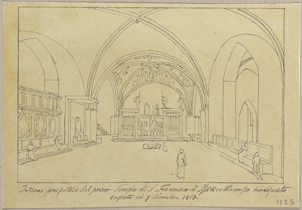 Ansicht der unteren Kirche von San Francesco, Johann Anton Ramboux