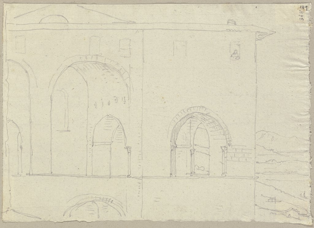 Teil der Bogengalerie in dem Kloster San Francesco zu Assisi, Johann Anton Ramboux