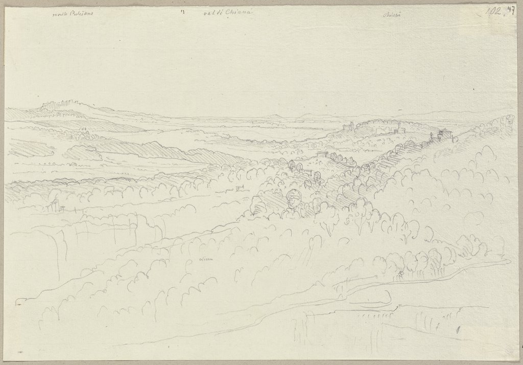 Ansicht von Val di Chiana nebst der Stadt Chiusi und Montepulciano, Johann Anton Ramboux